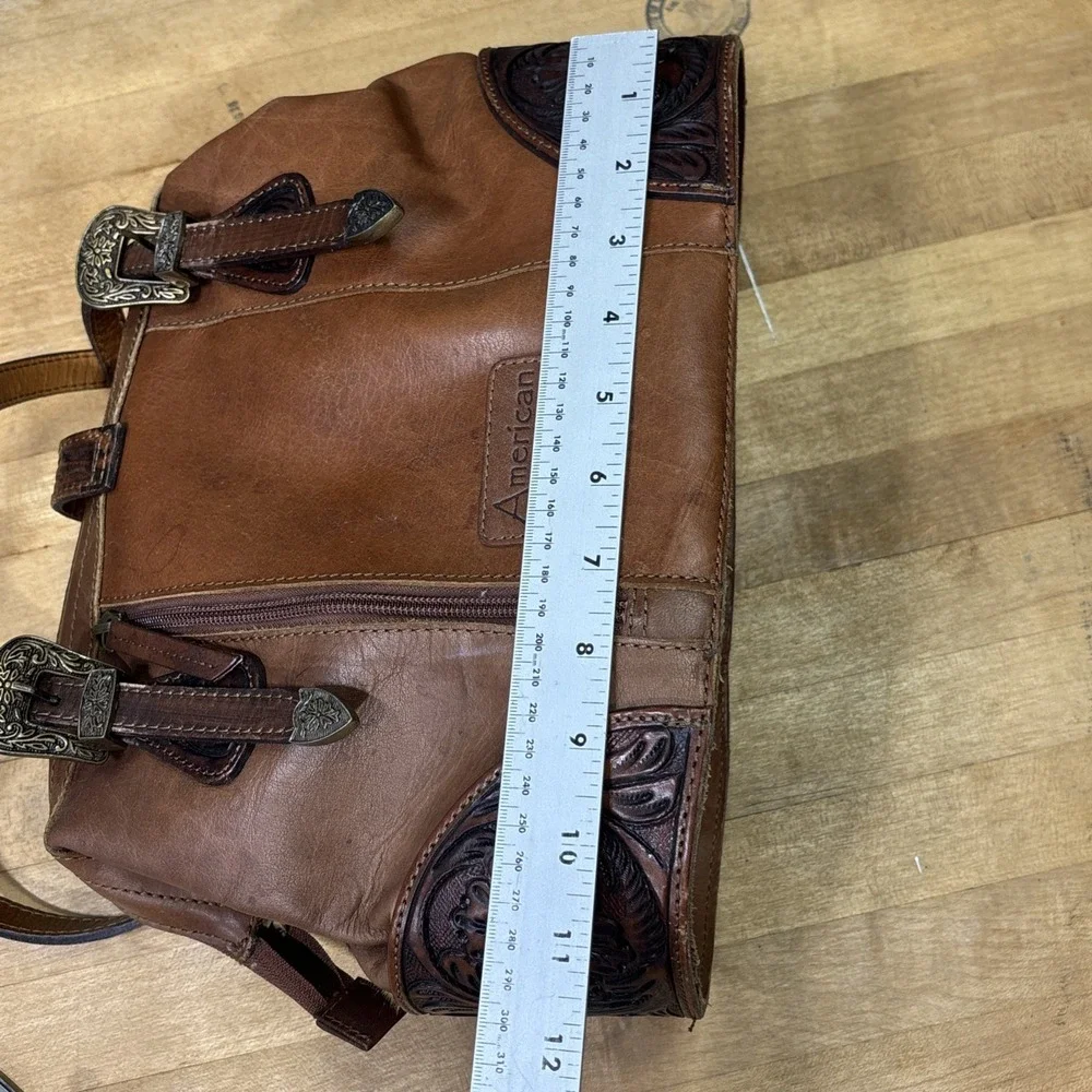 American Darling Leopard Calf Hair Leather Satchel Western Tooled Cowgirl Bag